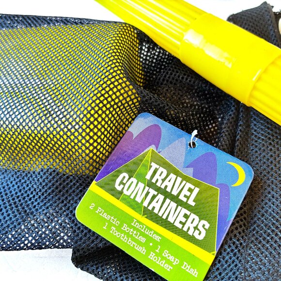 4 Piece Travel Bottles + Soap + Toothbrush Toiletry Container Set Net Bag NEW - Picture 5 of 5